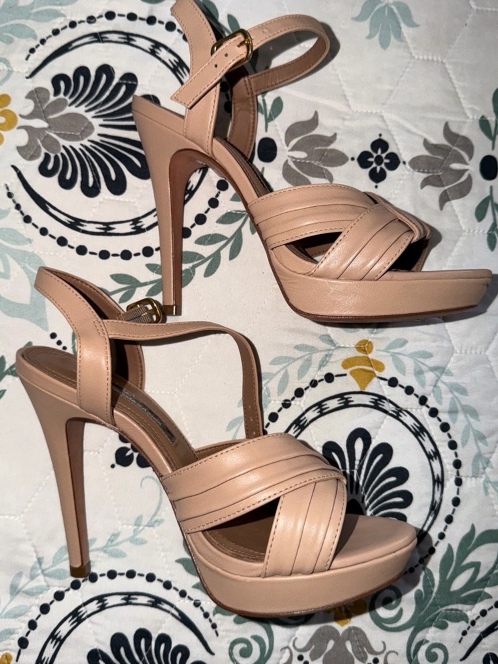 BCBGeneration Blush Pink Strappy Platform Stiletto Sandals